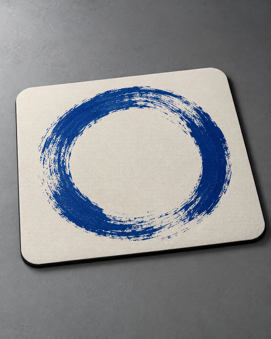Tapis de souris textile ivoire imprimé de bleu