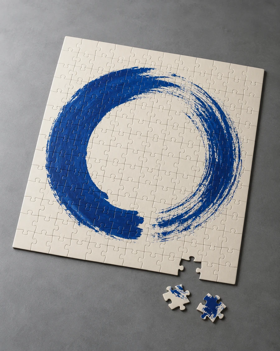 Puzzle personnalisé ivoire et bleu avec pièces détachées